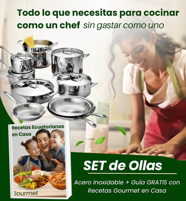 STEELCHEF: 6 UTENSILIOS DE ACERO INOXIDABLE + GRATIS 6 TAPAS DE VIDRIO TEMPLADO