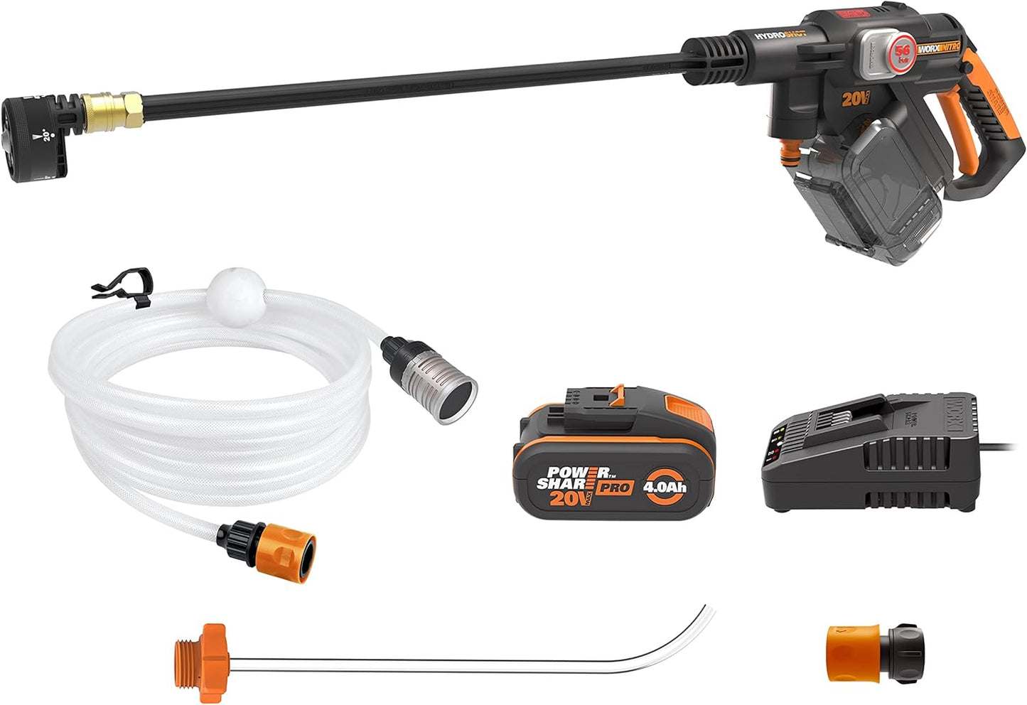 HIDROLIMPIADORA WORX NITRO HYDROSHOT 24V - MOTOR BRUSHLESS 56 BAR CON BATERÍA 4.0Ah Y CARGADOR