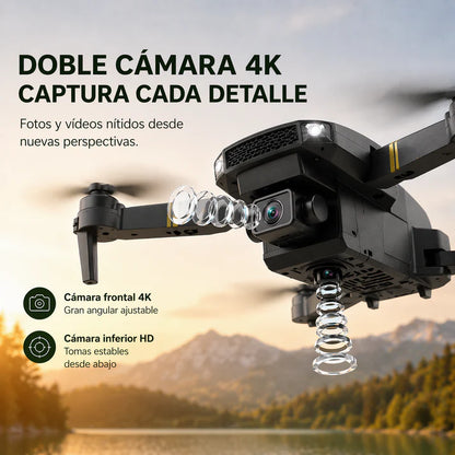 SKYCAM PRO™ | Dron profesional con doble cámara 4K, despegue automático y transmisión Wifi en directo al móvil. Captura fotos y vídeos de calidad. (Solo Hoy Incluye maletín rígido + 2 baterías GRATIS para volar todo el día)