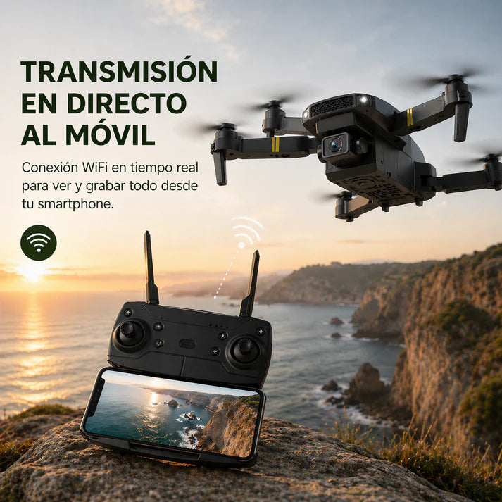 SKYCAM PRO™ | Dron profesional con doble cámara 4K, despegue automático y transmisión Wifi en directo al móvil. Captura fotos y vídeos de calidad. (Solo Hoy Incluye maletín rígido + 2 baterías GRATIS para volar todo el día)